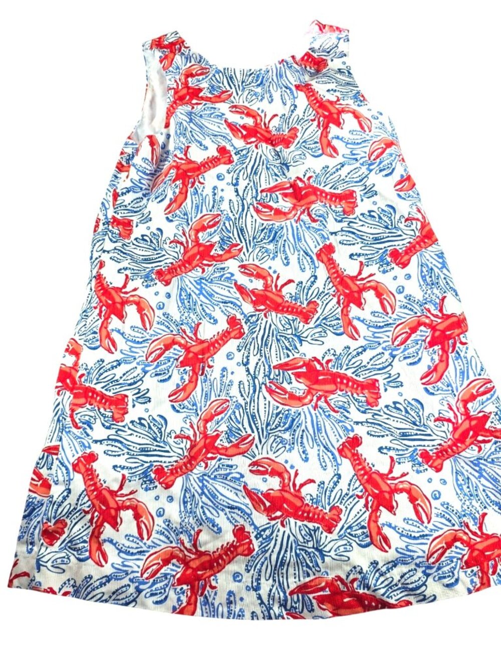 Tommy Bahama Girls Lobster Print Sleeveless Dress Back Zipper Size 5 nautical